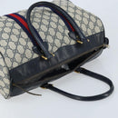 GUCCI GG Supreme Sherry Line Boston Bag PVC Navy Gold Auth LNZ314-6