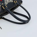 GUCCI GG Supreme Sherry Line Boston Bag PVC Navy Gold Auth LNZ314-8