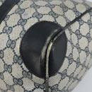 GUCCI GG Supreme Sherry Line Boston Bag PVC Navy Gold Auth LNZ318-9
