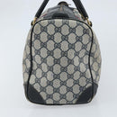 GUCCI GG Supreme Sherry Line Boston Bag PVC Navy Gold Auth LNZ318-4