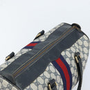 GUCCI GG Supreme Sherry Line Boston Bag PVC Navy Gold Auth LNZ318-6