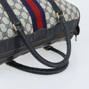 GUCCI GG Supreme Sherry Line Boston Bag PVC Navy Gold Auth LNZ318-7