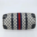 GUCCI GG Supreme Sherry Line Boston Bag PVC Navy Gold Auth LNZ318-5