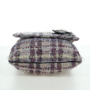 CHANEL Chain Camelia Shoulder Bag Tweed Purple Silver CC Auth LNZ320SAv-5