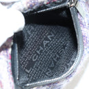 CHANEL Chain Camelia Shoulder Bag Tweed Purple Silver CC Auth LNZ320SAv-21