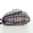 CHANEL Chain Camelia Shoulder Bag Tweed Purple Silver CC Auth LNZ320SAv-3