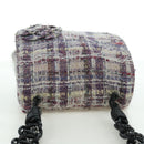 CHANEL Chain Camelia Shoulder Bag Tweed Purple Silver CC Auth LNZ320SAv-6