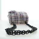 CHANEL Chain Camelia Shoulder Bag Tweed Purple Silver CC Auth LNZ320SAv-7