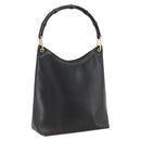 GUCCI Bamboo Shoulder Bag Leather Black Gold 001 3006 Auth LNZ326-1