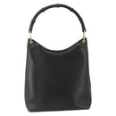GUCCI Bamboo Shoulder Bag Leather Black Gold 001 3006 Auth LNZ326-13