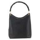 GUCCI Bamboo Shoulder Bag Leather Black Gold 001 3006 Auth LNZ326-2