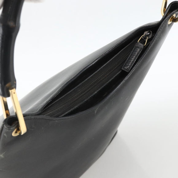 GUCCI Bamboo Shoulder Bag Leather Black Gold 001 3006 Auth LNZ326