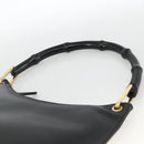GUCCI Bamboo Shoulder Bag Leather Black Gold 001 3006 Auth LNZ326-8
