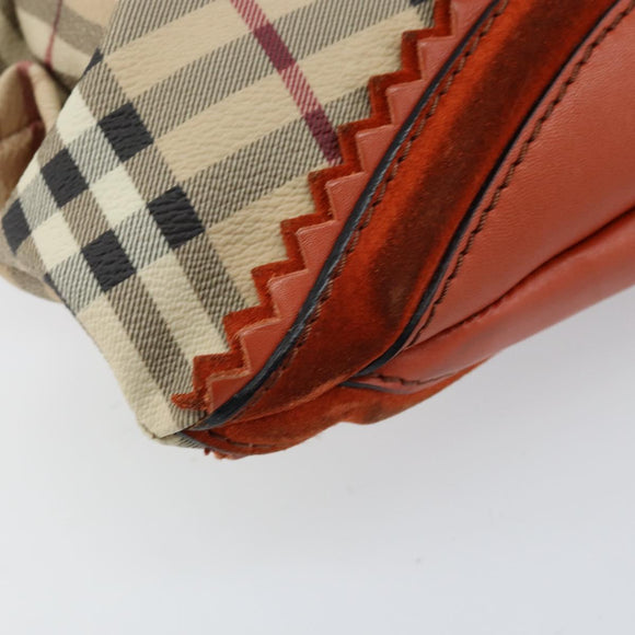 BURBERRY Nova Check Shoulder Bag PVC Beige Gold Auth LNZ329A