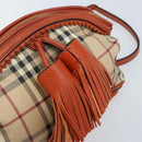 BURBERRY Nova Check Shoulder Bag PVC Beige Gold Auth LNZ329A-17