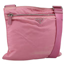 PRADA Shoulder Bag Nylon Leather Pink Silver Auth LNZ333-1