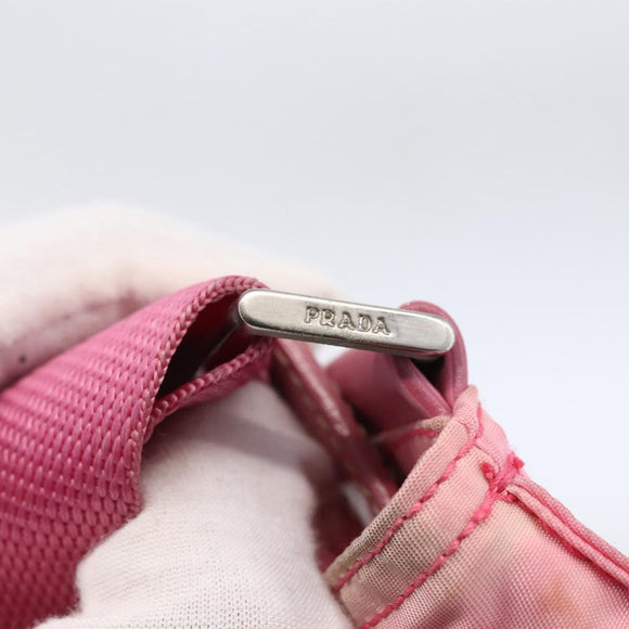 PRADA Shoulder Bag Nylon Leather Pink Silver Auth LNZ333
