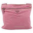 PRADA Shoulder Bag Nylon Leather Pink Silver Auth LNZ333-13