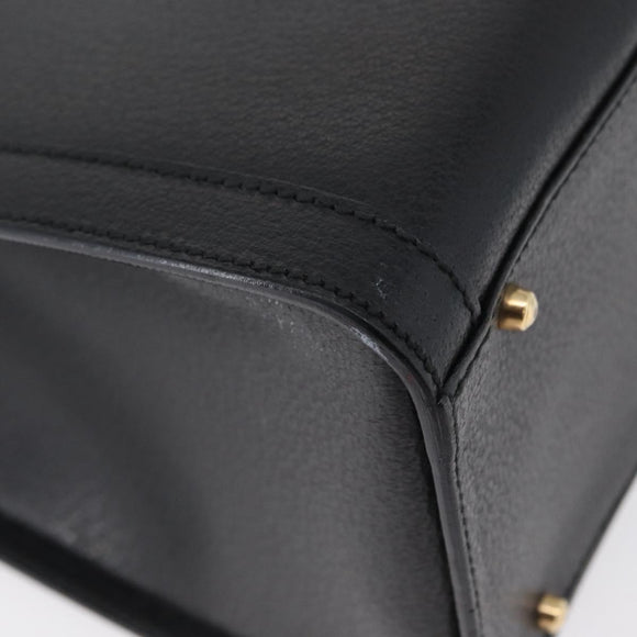 GUCCI Bamboo Tote Bag Leather Black Gold 002 0260 Auth LNZ335