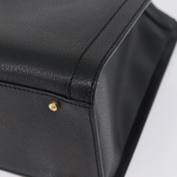 GUCCI Bamboo Tote Bag Leather Black Gold 002 0260 Auth LNZ335