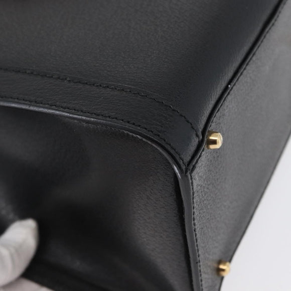 GUCCI Bamboo Tote Bag Leather Black Gold 002 0260 Auth LNZ335