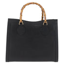 GUCCI Bamboo Tote Bag Leather Black Gold 002 0260 Auth LNZ335-2