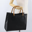 GUCCI Bamboo Tote Bag Leather Black Gold 002 0260 Auth LNZ335-27