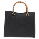 GUCCI Bamboo Tote Bag Leather Black Gold 002 0260 Auth LNZ335-3