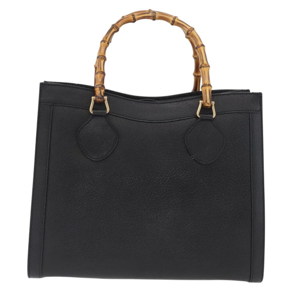 GUCCI Bamboo Tote Bag Leather Black Gold 002 0260 Auth LNZ335