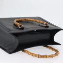 GUCCI Bamboo Tote Bag Leather Black Gold 002 0260 Auth LNZ335-6