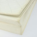 CHANEL Matelasse Chain Shoulder Bag Lamb Skin White Gold CC Auth LNZ336A-9