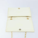 CHANEL Matelasse Chain Shoulder Bag Lamb Skin White Gold CC Auth LNZ336A-17
