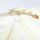 CHANEL Matelasse Chain Shoulder Bag Lamb Skin White Gold CC Auth LNZ336A-21