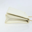 CHANEL Matelasse Chain Shoulder Bag Lamb Skin White Gold CC Auth LNZ336A-3
