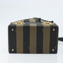 FENDI Pecan Canvas Hand Bag PVC 2way Black Brown Auth LNZ340-5