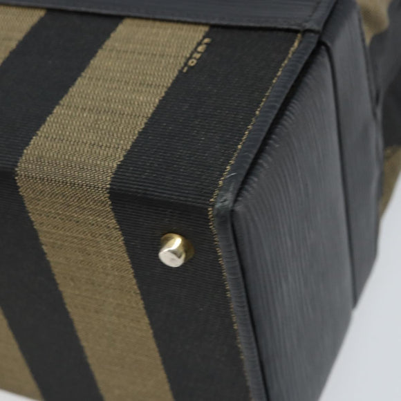 FENDI Pecan Canvas Hand Bag PVC 2way Black Brown Auth LNZ340