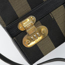 FENDI Pecan Canvas Hand Bag PVC 2way Black Brown Auth LNZ340-21