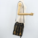 FENDI Pecan Canvas Hand Bag PVC 2way Black Brown Auth LNZ340-29