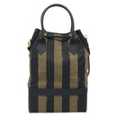 FENDI Pecan Canvas Hand Bag PVC 2way Black Brown Auth LNZ340-2