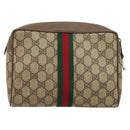 GUCCI GG Supreme Web Sherry Line Clutch Bag PVC Beige Gold 89 01 012 Auth LNZ341-2