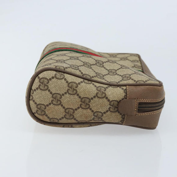 GUCCI GG Supreme Web Sherry Line Clutch Bag PVC Beige Gold 89 01 012 Auth LNZ341
