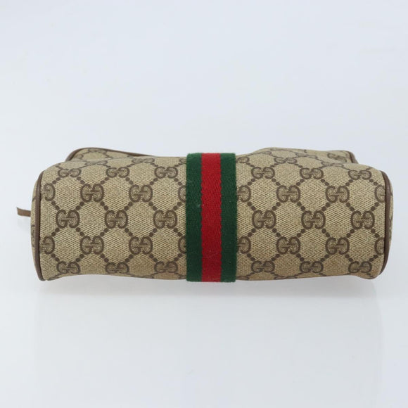 GUCCI GG Supreme Web Sherry Line Clutch Bag PVC Beige Gold 89 01 012 Auth LNZ341