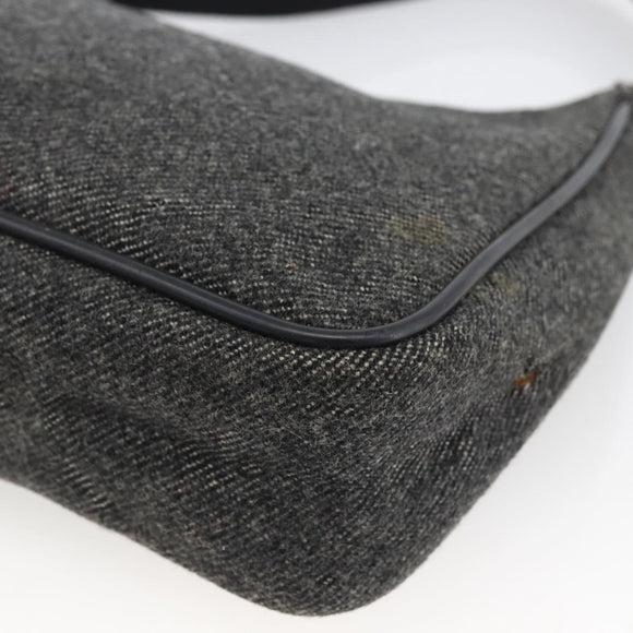PRADA Hand Pouch Wool Gray Auth LNZ343