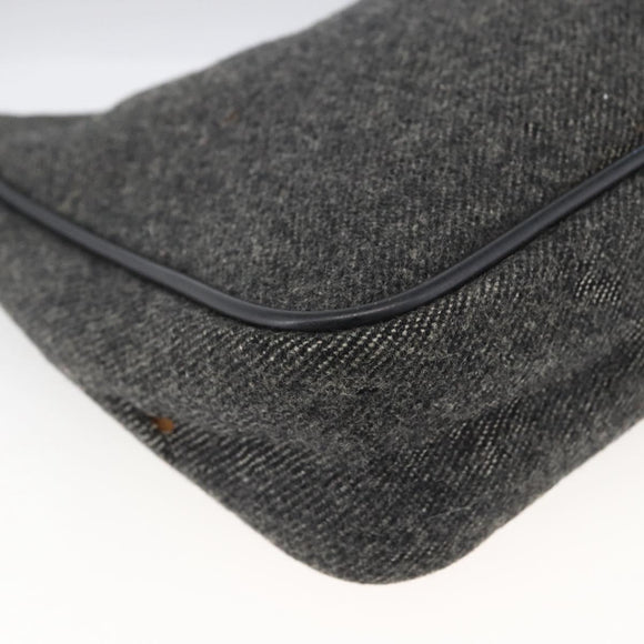 PRADA Hand Pouch Wool Gray Auth LNZ343