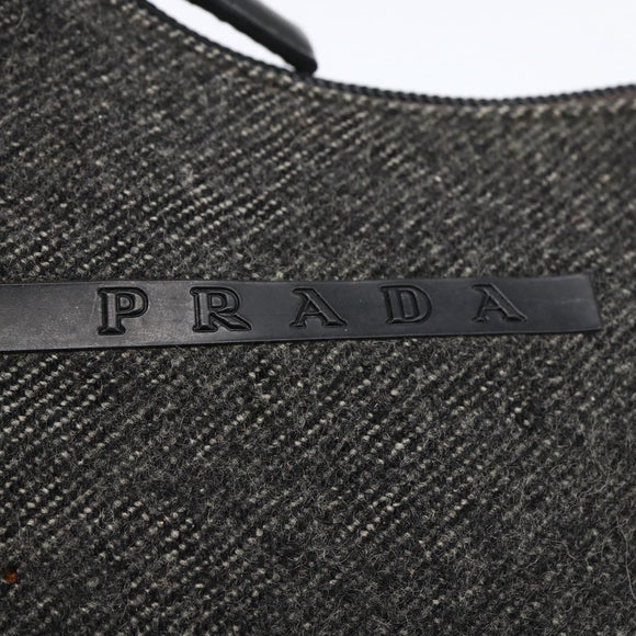 PRADA Hand Pouch Wool Gray Auth LNZ343