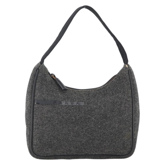 PRADA Hand Pouch Wool Gray Auth LNZ343