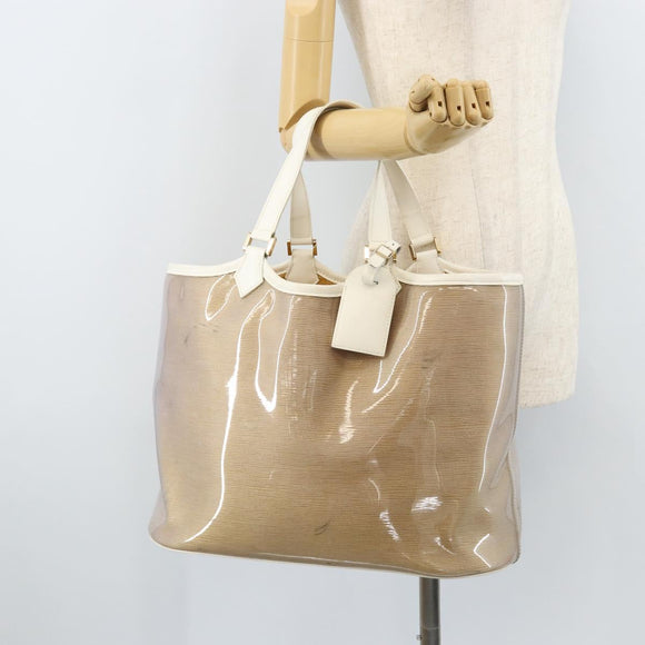 LOUIS VUITTON Epi Plage Lagoon Bay Tote Bag White Clear M92151 LV Auth LNZ349