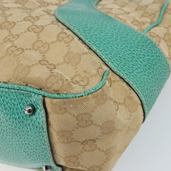 GUCCI GG Canvas Hand Bag Beige Silver 113011 Auth LNZ350