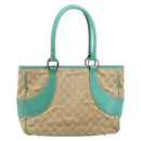 GUCCI GG Canvas Hand Bag Beige Silver 113011 Auth LNZ350-2