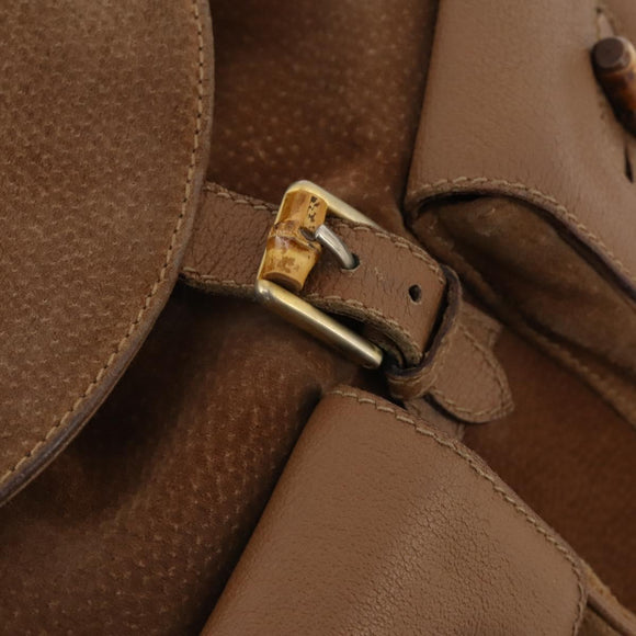 GUCCI Bamboo Backpack Suede Brown Gold 003 2058 0016 Auth LNZ352